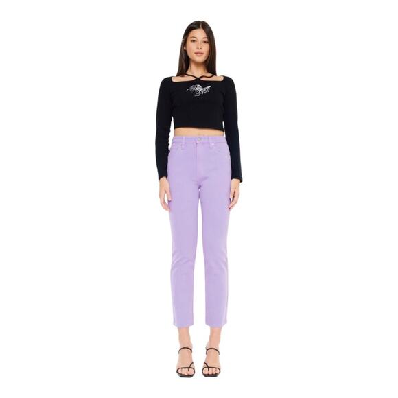 KanCan NWT Mari Ultra High Rise 90's Classic Straight Leg Lavender Jeans Size 10 - Picture 1 of 16